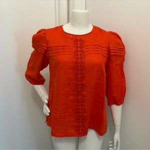 Elegant Orange Linen Women's Top
